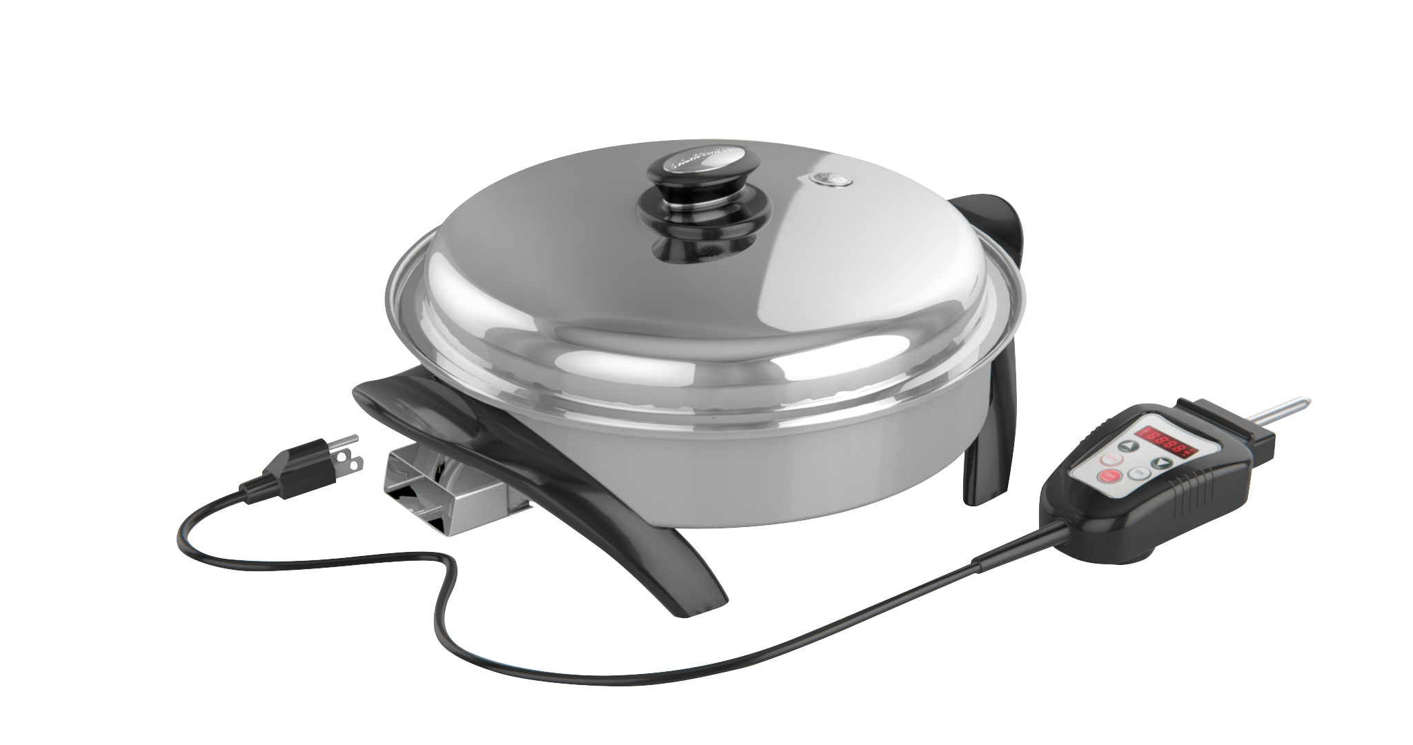 12 in. (30.5cm) Stainless Steel Electric Oil Core Skillet with Cover